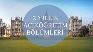 2 Yıllık Açıköğretim Bölümleri Önlisans