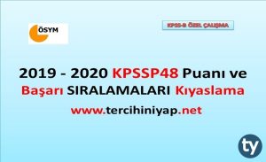 2019 – 2020 KPSSP48 Puanı ve Başarı Sıralamaları Kıyaslama