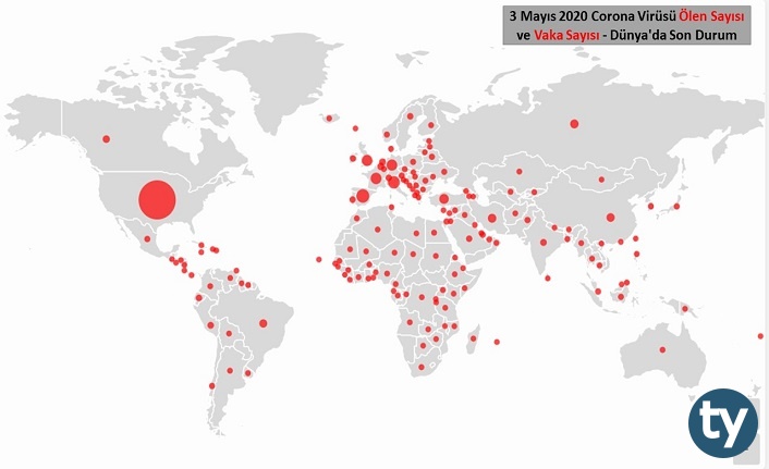 3 Mayıs 2020 Corona Virüsü Ölen Sayısı ve Vaka Sayısı – Dünya'da Son Durum