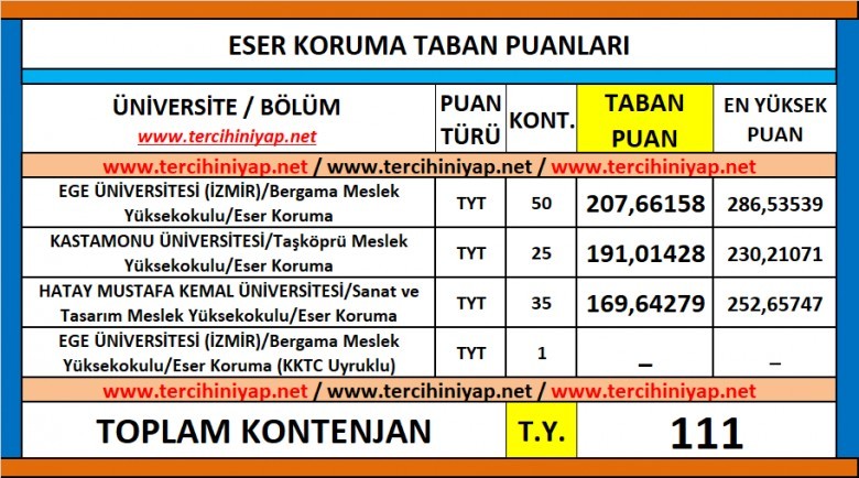 eser koruma 2019 taban puanları ve başarı sıralaması 1 5868 1 e7e989cd33076d3041513205a1468e8c