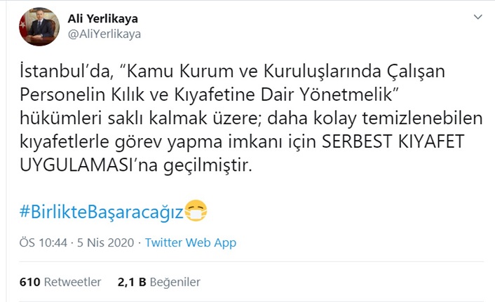 kamuda serbest kıyafet uygulaması hangi i̇llerde uygulanacak? 1 ali yerlikaya