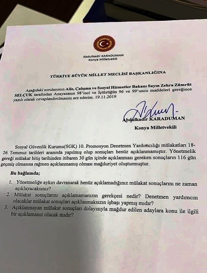 10. promosyon sgk denetmen yardımcılığı mülakat sonuçları ne zaman açıklanacak? 1 onerge 1 1