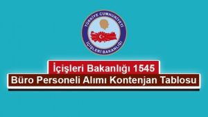 İçişleri Bakanlığı 1545 Sözleşmeli Büro Personeli Kontenjanları