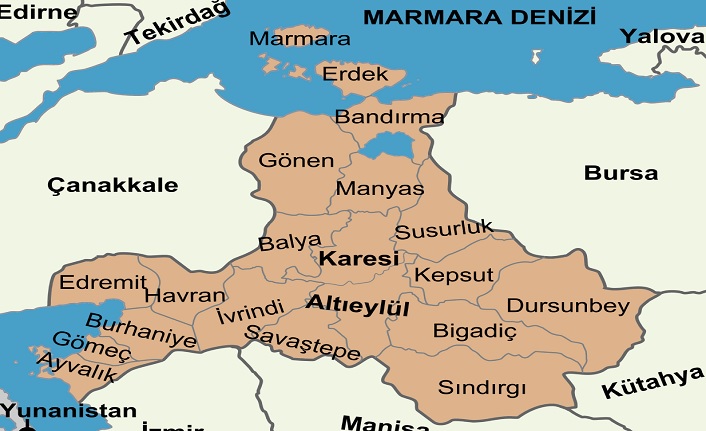 balıkesir'in i̇lçeleri nelerdir? balıkesir i̇lçeleri 2 balikesir ilceleri harita