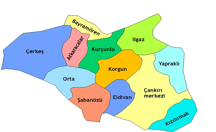 çankırı'nın i̇lçeleri nelerdir? çankırı i̇lçeleri 2 cankiri ilceleri harita