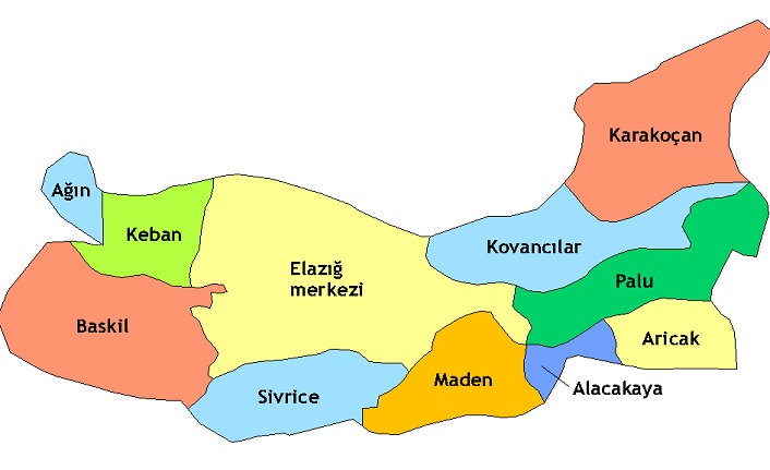 elazığ'ın i̇lçeleri nelerdir? elazığ i̇lçeleri 2 elazig ilceleri harita