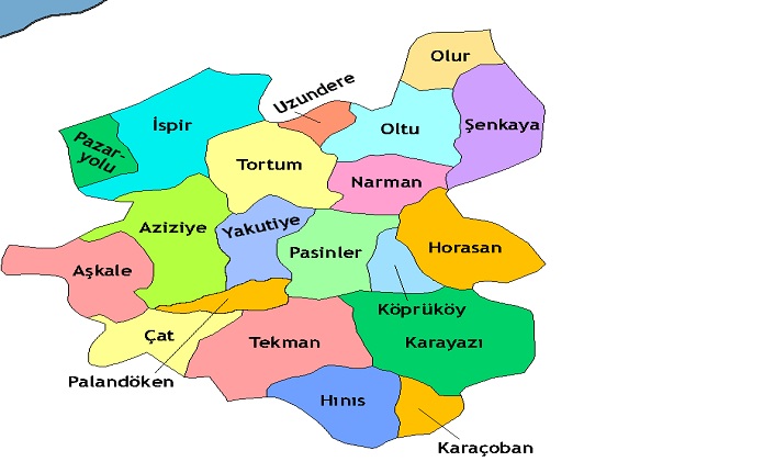 erzurum'un i̇lçeleri nelerdir? erzurum i̇lçeleri 2 erzurum ilceleri harita