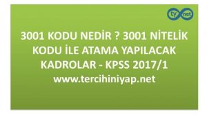 3001 Kodu Nedir ? 3001 Kadroları Kpss 2017/1
