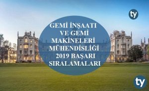 Gemi İnşaatı ve Gemi Makineleri Mühendisliği 2019 Taban Puanları ve Başarı Sıralamaları