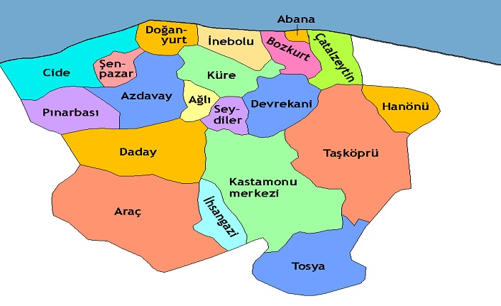 kastamonu'nun i̇lçeleri nelerdir? kastamonu i̇lçeleri 2 kastamonu ilceleri harita