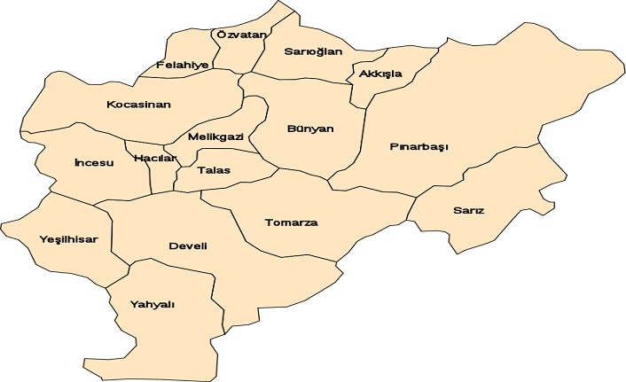 kayseri'nin i̇lçeleri nelerdir? kayseri i̇lçeleri 2 kayseri ilceleri harita