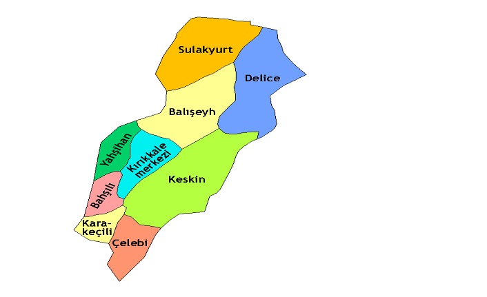 kırıkkale'nin i̇lçeleri nelerdir? kırıkkale i̇lçeleri 2 kirikkale ilceleri harita