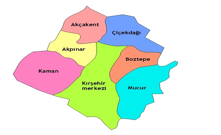 kırşehir'in i̇lçeleri nelerdir? kırşehir i̇lçeleri 2 kirsehir ilceleri harita