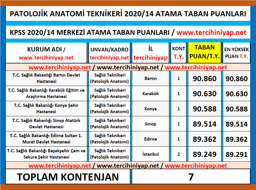 patolojik anatomi teknikeri kpss 2020/14 atama taban puanları 1 kpss 2020 14 patolojik anatomi teknikeri atama taban puanlari