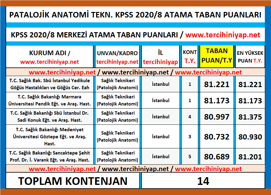 patolojik anatomi teknikeri kpss 2020/8 atama taban puanları 1 kpss 2020 8 patolojik anatomi teknikeri atama taban puanlari