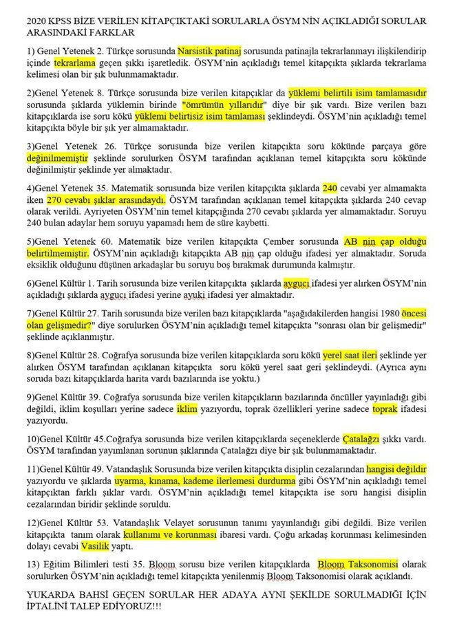 2020 kpss sorularında hata var mı? 2020 kpss soruları i̇ptal olur mu? 1 kpss iptal