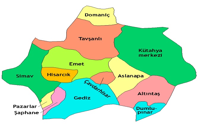 kütahya'nın i̇lçeleri nelerdir? kütahya i̇lçeleri 2 kutahya ilceleri harita