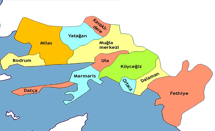 muğla'nın i̇lçeleri nelerdir? muğla i̇lçeleri 2 mugla ilceleri harita