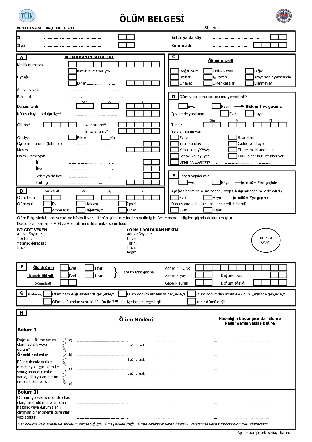 ölüm belgesi nedir? nasıl ve nereden alınır? 1 olum belgesi ornegi
