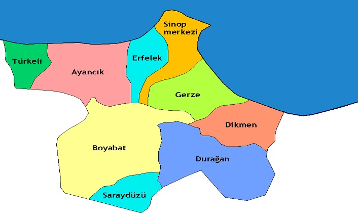 sinop'un i̇lçeleri nelerdir? sinop i̇lçeleri 2 sinop ilceleri harita