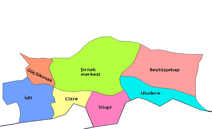 şırnak'ın i̇lçeleri nelerdir? şırnak i̇lçeleri 2 sirnak ilceleri harita