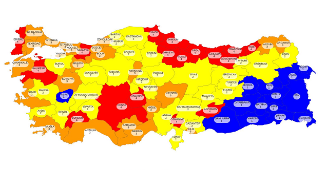 samsun'da vaka artışı sürüyor, harita tamamen kırmızıya döndü 1 yeni tip koronavirus 1 mart riskli sehirler haritasi