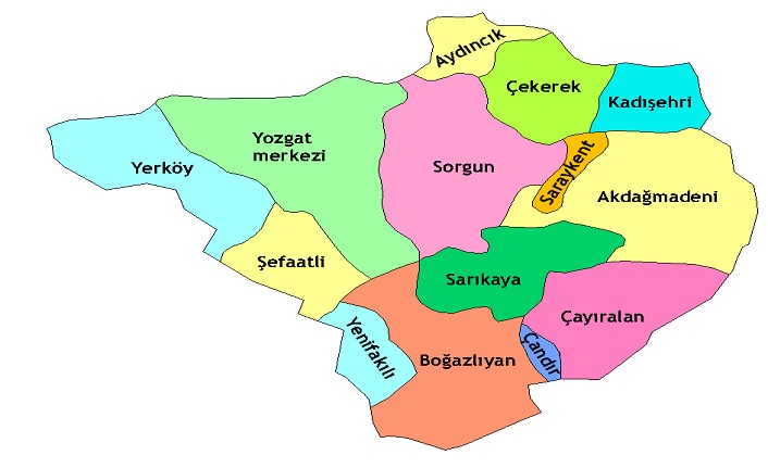 yozgat'ın i̇lçeleri nelerdir? yozgat i̇lçeleri 2 yozgat ilceleri harita